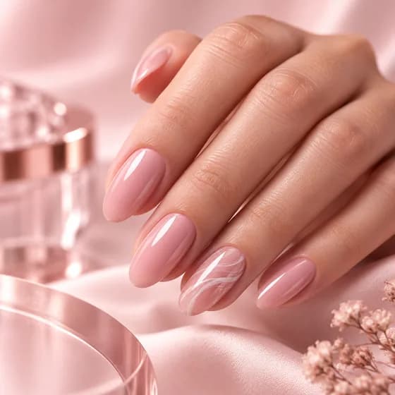 Ongles nude aux veines marbrées blanches